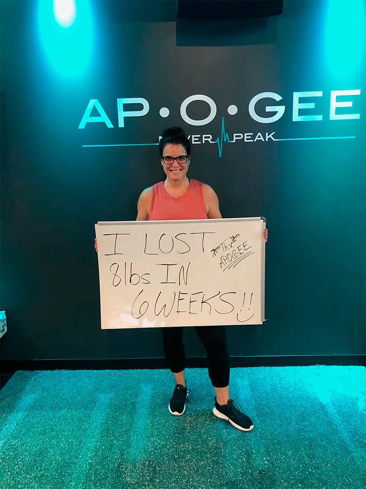 Photo of a girl with a sign: I lost 8 lbs in 6 weeks.
